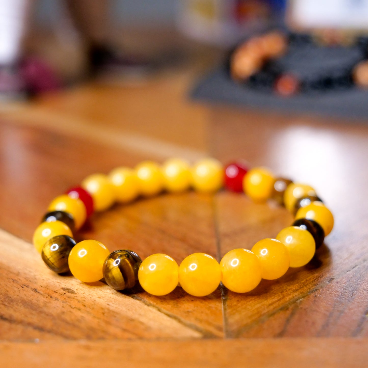 Pikachu Inspired Jade & Tiger Eye Bracelet