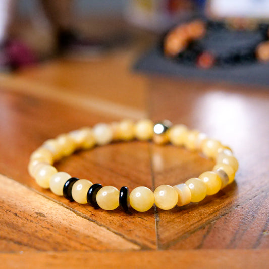Psyduck Inspired Jade & Onyx Bracelet