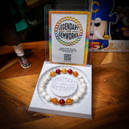 Rapidash Inspired Magnesite & Fire Agate Bracelet