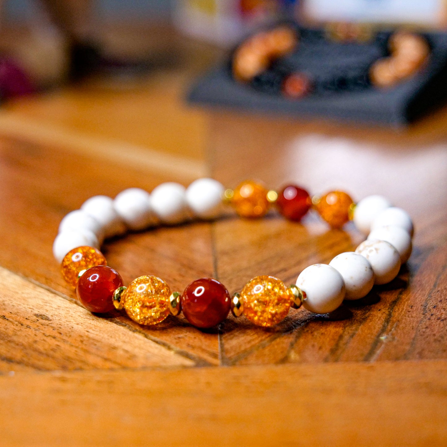 Rapidash Inspired Magnesite & Fire Agate Bracelet