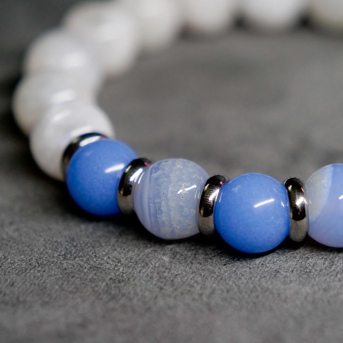 Shiny Rapidash Bracelet | Moonstone & Blue Lace Agate