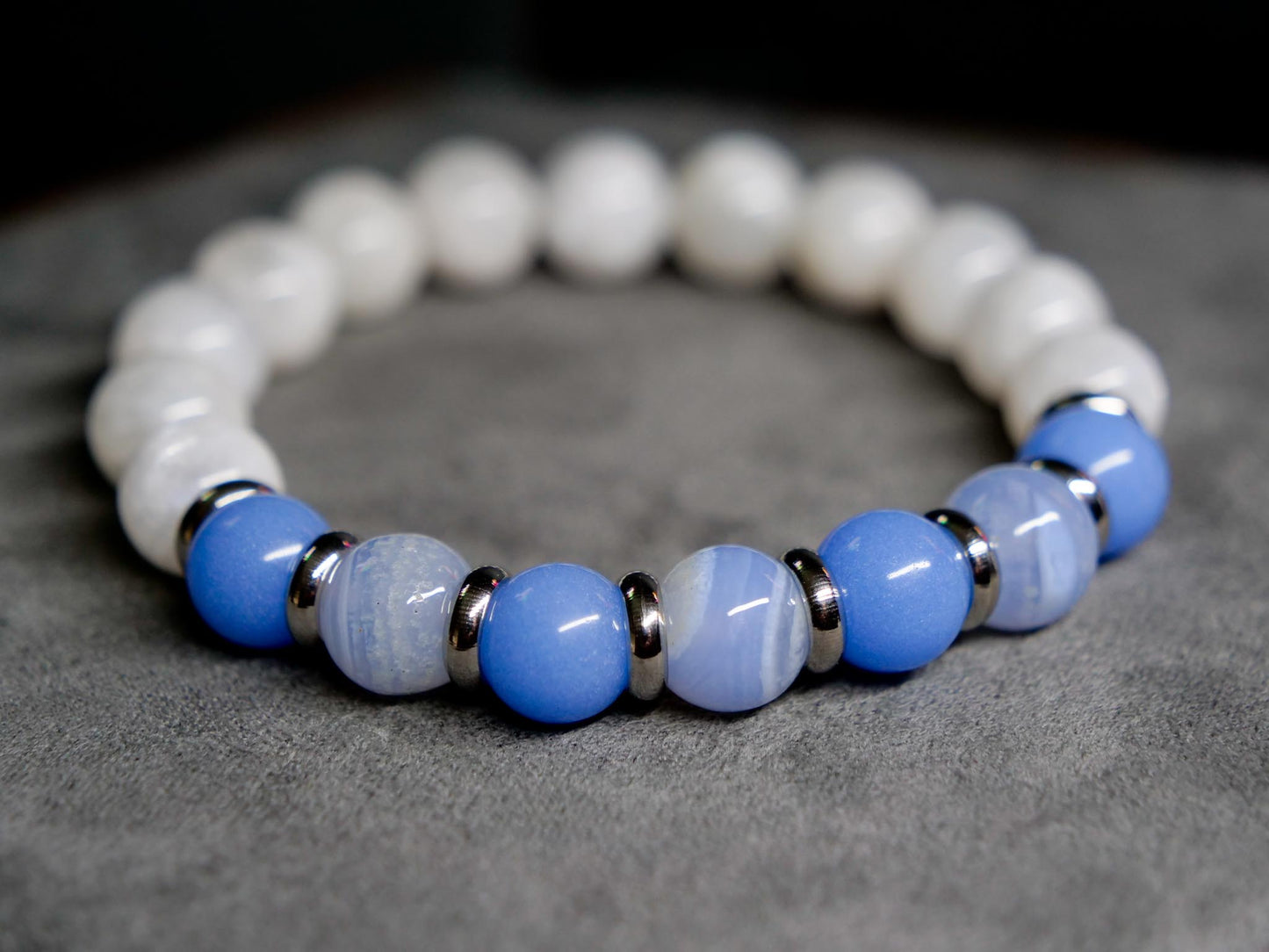 Shiny Rapidash Bracelet | Moonstone & Blue Lace Agate