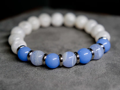 Shiny Rapidash Bracelet | Moonstone & Blue Lace Agate