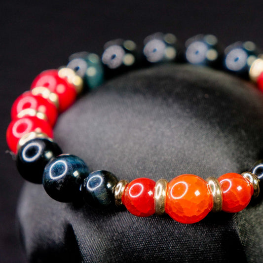Multicolored beaded bracelet on a dark background