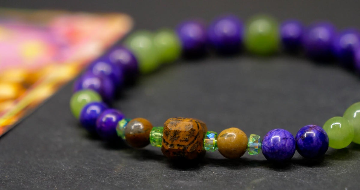 Spiritomb-Inspired Magnesite & Peridot Bracelet