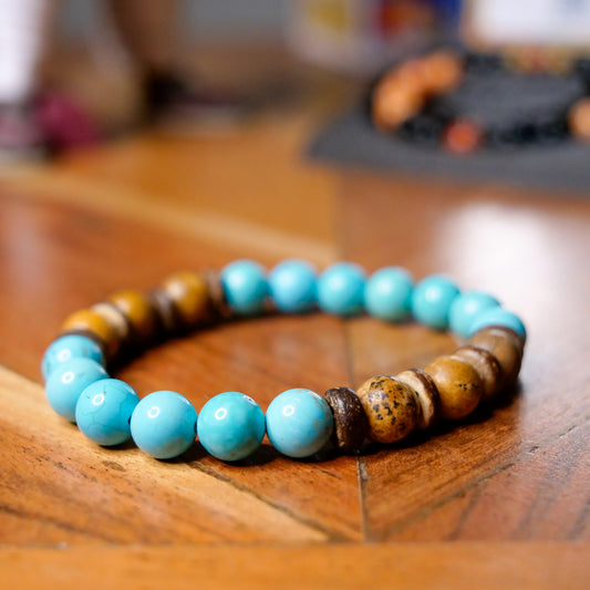 Squirtle Inspired Turquoise & Picture Jasper Bracelet