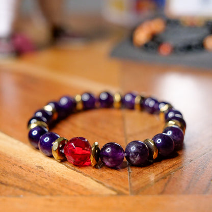 Starmie Inspired Amethyst & Hematite Bracelet