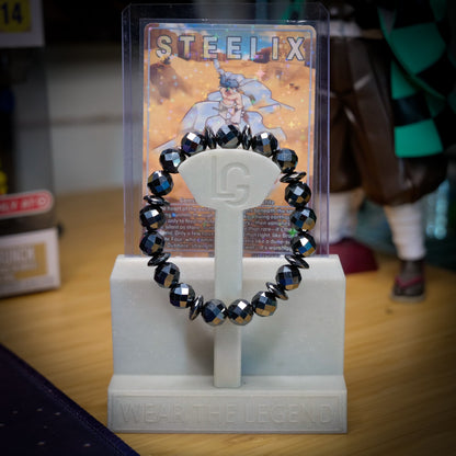 Steelix Inspired Faceted Black Hematite Bracelet