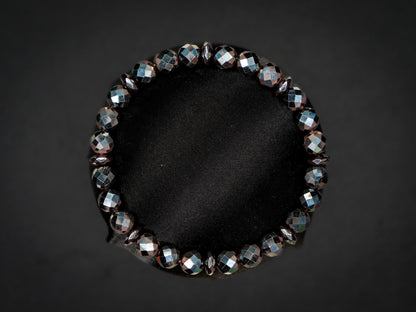 Steelix Bracelet | Faceted Black Hematite