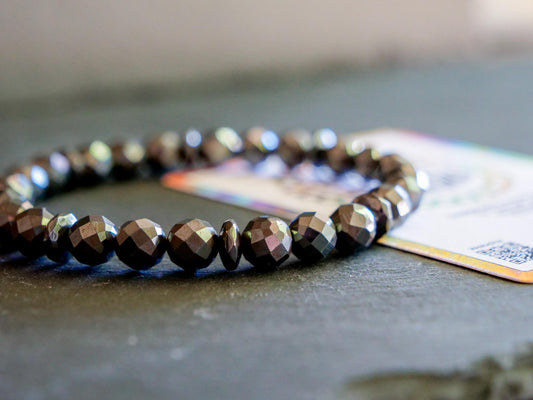 Steelix Bracelet | Faceted Black Hematite