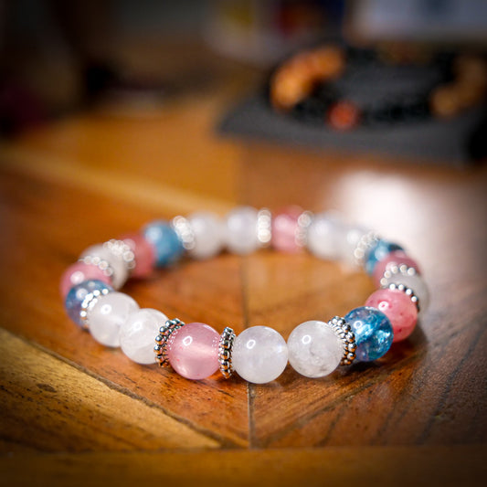 Sylveon Inspired Rainbow Moonstone Bracelet