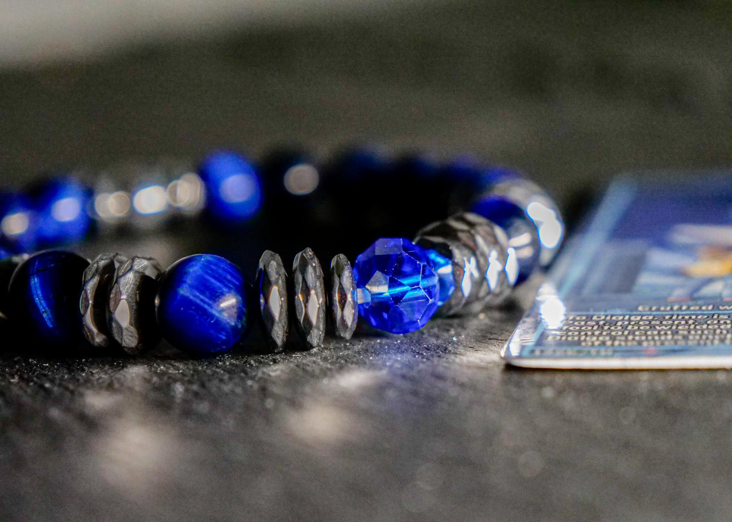 Dialga Bracelet | Blue Tigers Eye & Hematite
