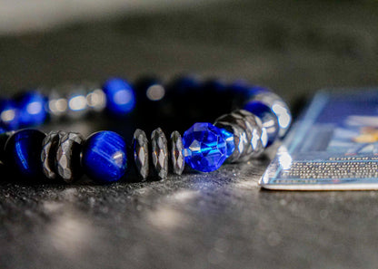 Dialga Bracelet | Blue Tigers Eye & Hematite
