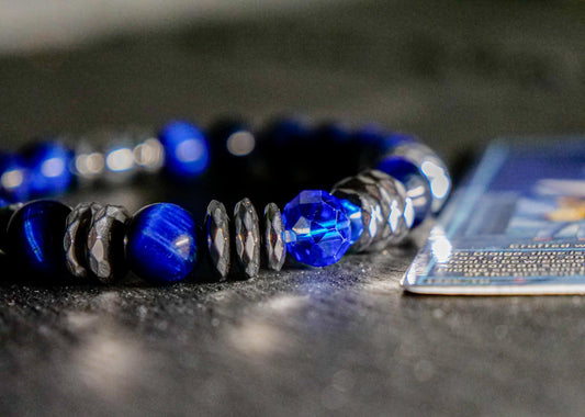 Dialga Bracelet | Blue Tigers Eye & Hematite