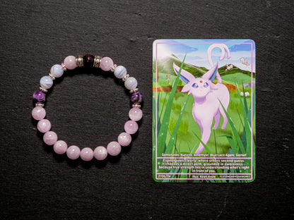 Espeon Bracelet | Kunzite & Garnet
