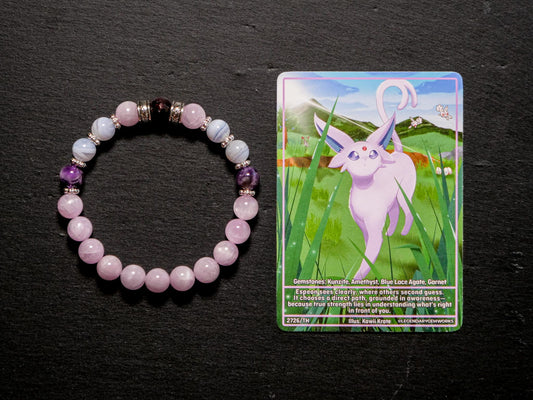 Espeon Bracelet | Kunzite & Garnet