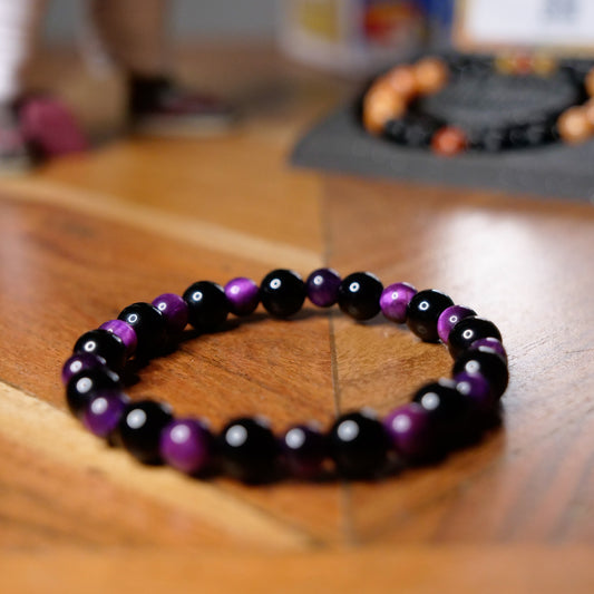 Gastly Inspired Onyx & Tiger Eye Bracelet