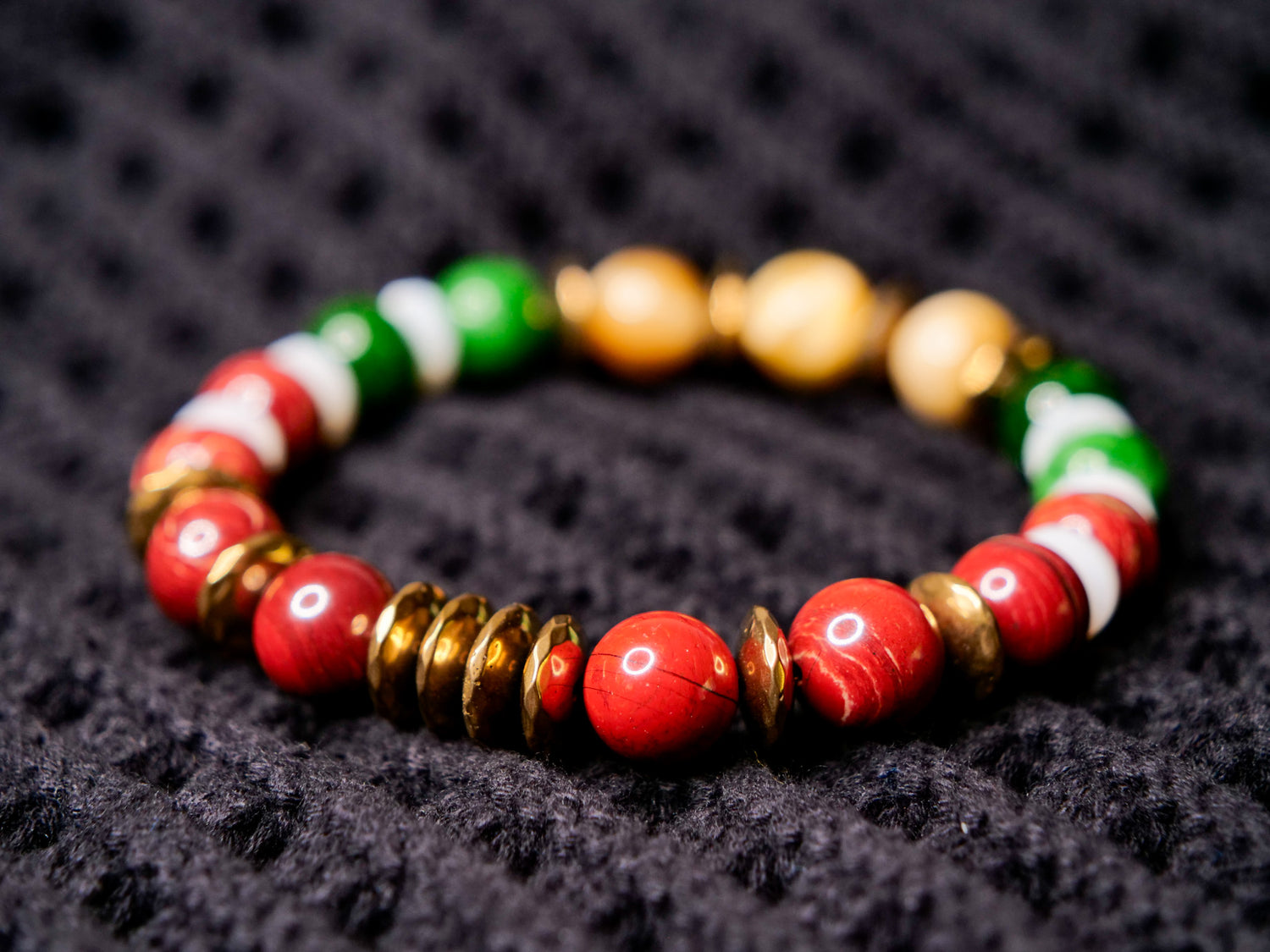 Gemstone bracelet made of red jasper tigers eye inspired by ho-oh the pokemon