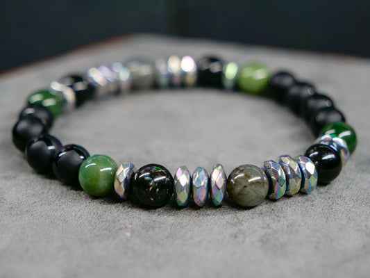 JAKDF Third Division Bracelet | Onyx & Moss Agate