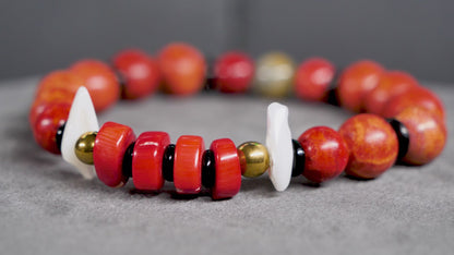 Groudon Gemstone Bracelet | Apple Coral & Onyx