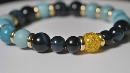 Luxray Inspired Larimar & Tiger Eye Bracelet