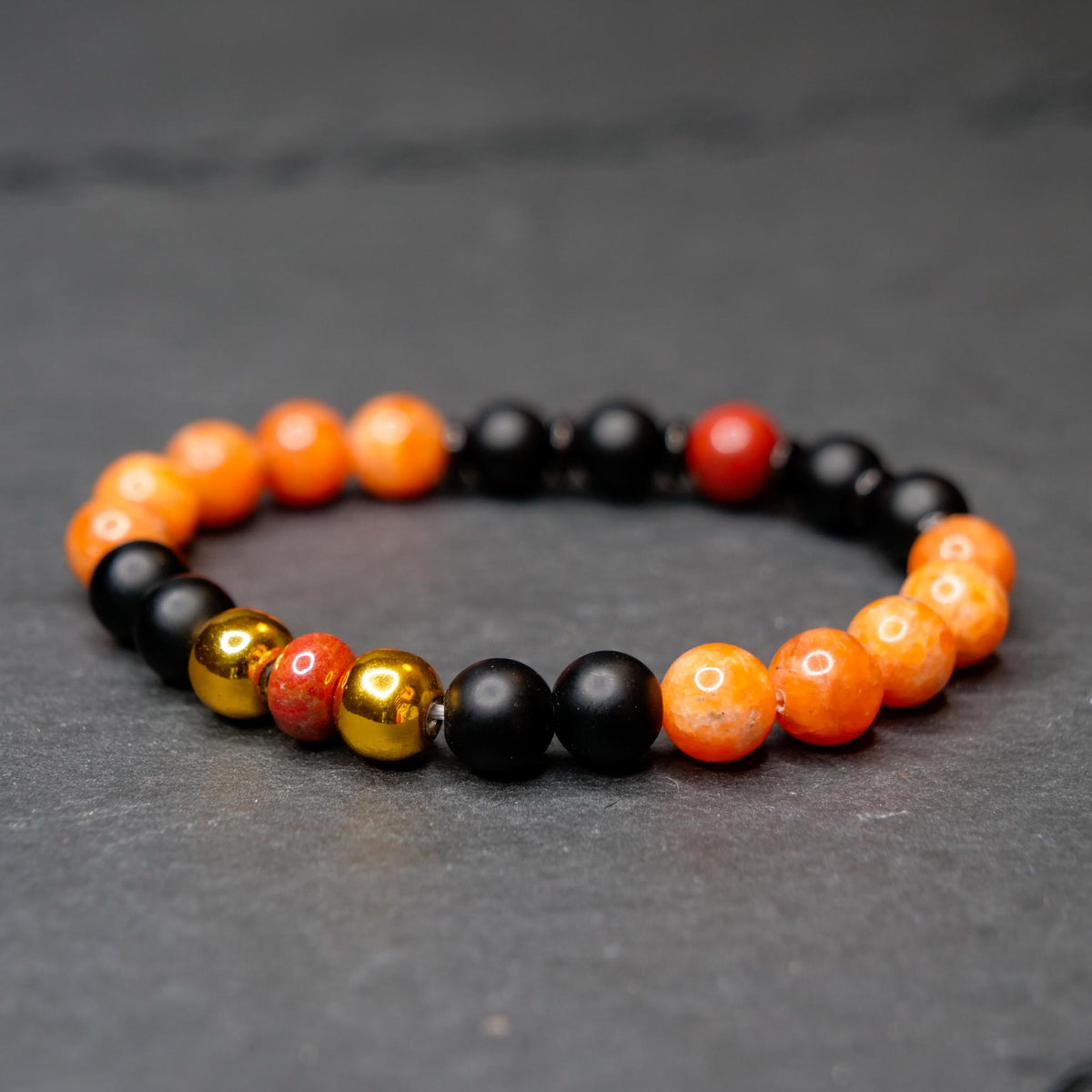 Tepig Bracelet | Orange Calcite & Onyx